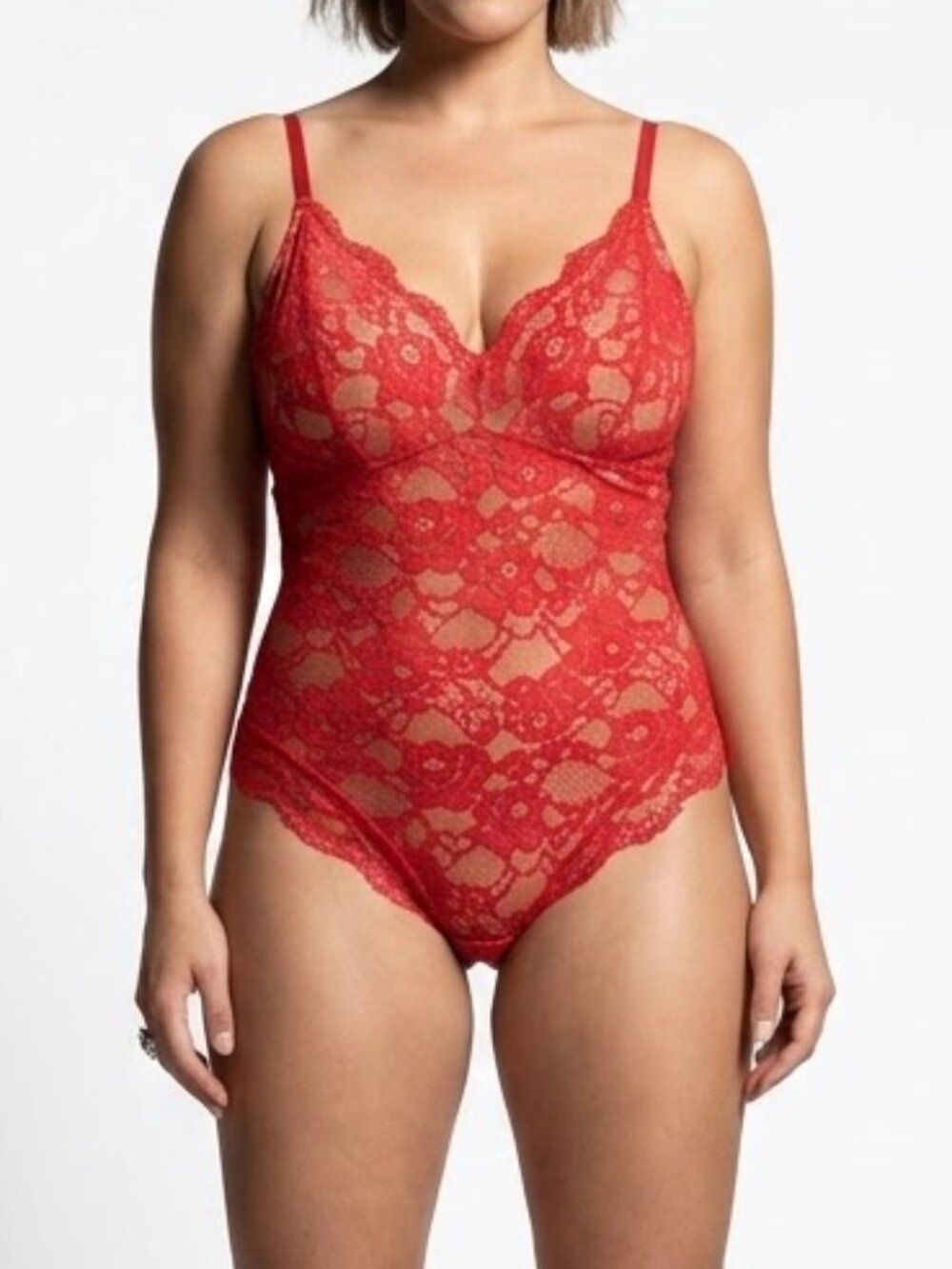 Popilush Whimsigoth Red Lace Shapewear Bodysuit XXL